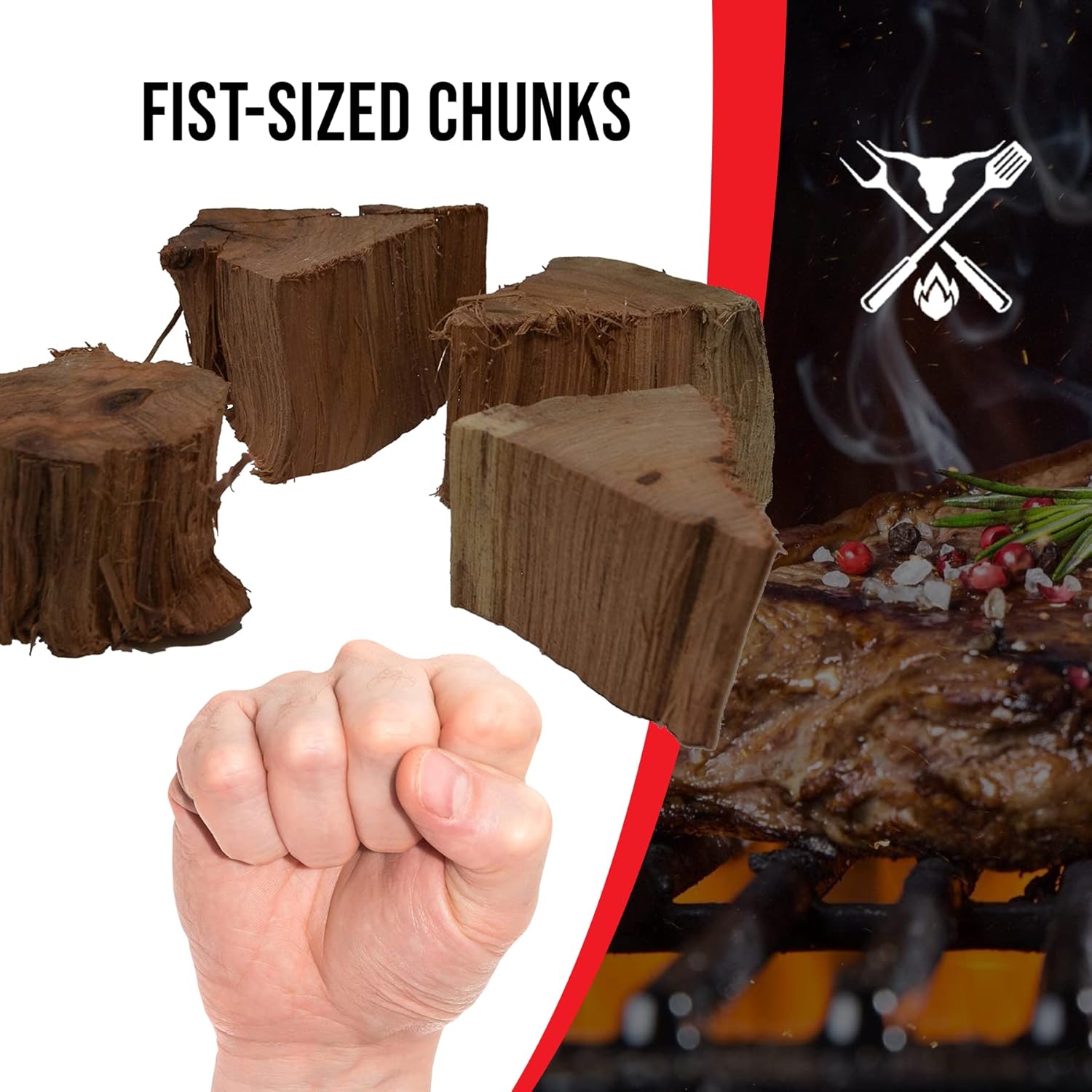 Cattleack Smok'in Tinder Premium BBQ Wood Chunks for Smoking and Grilling- Approximately 10 lb Shipped in 12" x 9" x 7" Box -100% All Natural Kiln Dried Smoking Wood Chunks, USA (Apple & Post Oak)