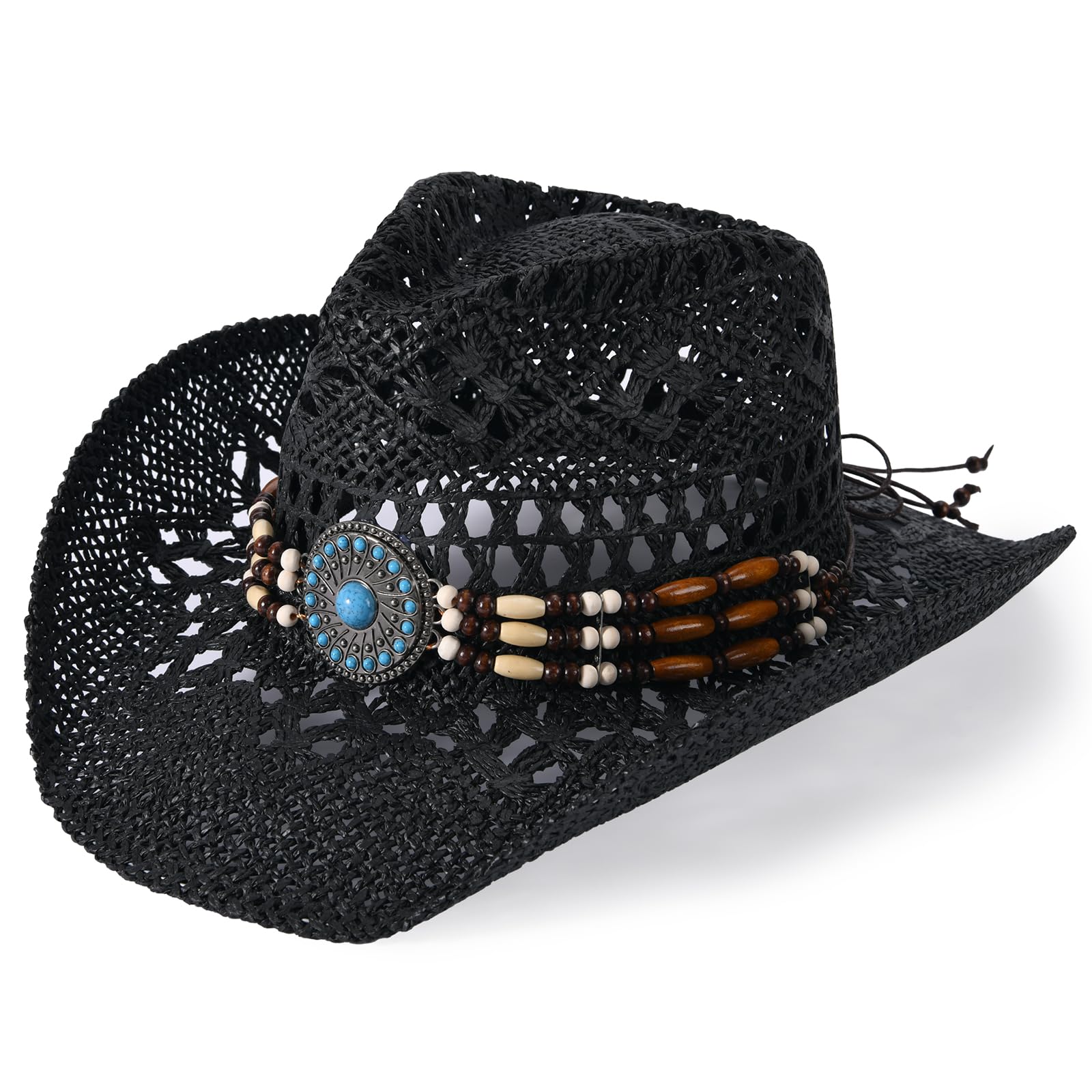 Straw Cowboy Hat for Men Womens Straw Cowgirl Hat Summer Western Cowboy Hats with Wide Brim for Cowgirls and Cowboys
