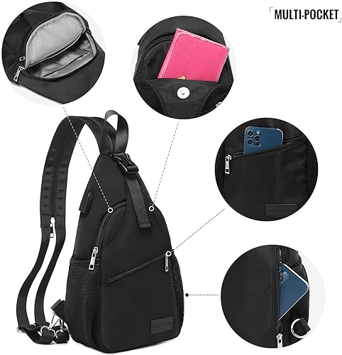 Miniatura 6 de LOVEVOOK Bolso bandolera para mujer, casual, de nailon, bandolera, mochila de viaje, bolsa de hombro, senderismo, mochila