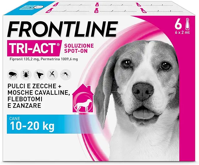 FRONTLINE Triact Antiparassitario per Cani, 6 Pipette Taglia M (10-20Kg)