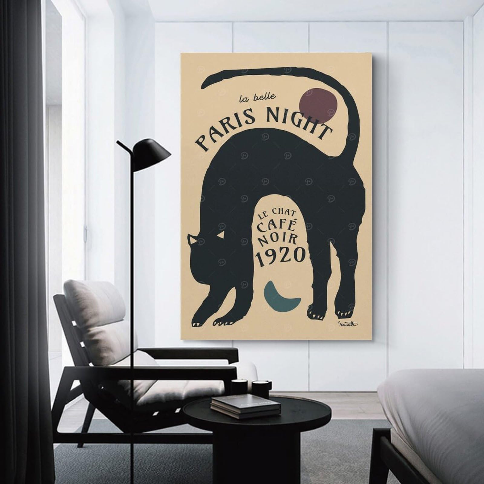 Junmoney Unframe-Style-24 Le Chat Noir Canvas Wall Decor, 08X12inch(20X30cm), For Gallery Wall Decor And Room Displays, Wall Decor Suited To Curated Displays