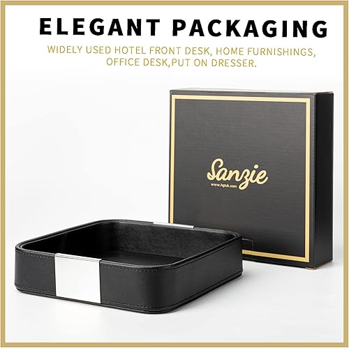 Miniatura 4 de SANZIE Organizador de cuero de lujo para escritorio, bandeja decorativa para mesa de entrada, para guardar joyas, relojes, cosméticos, llaves,