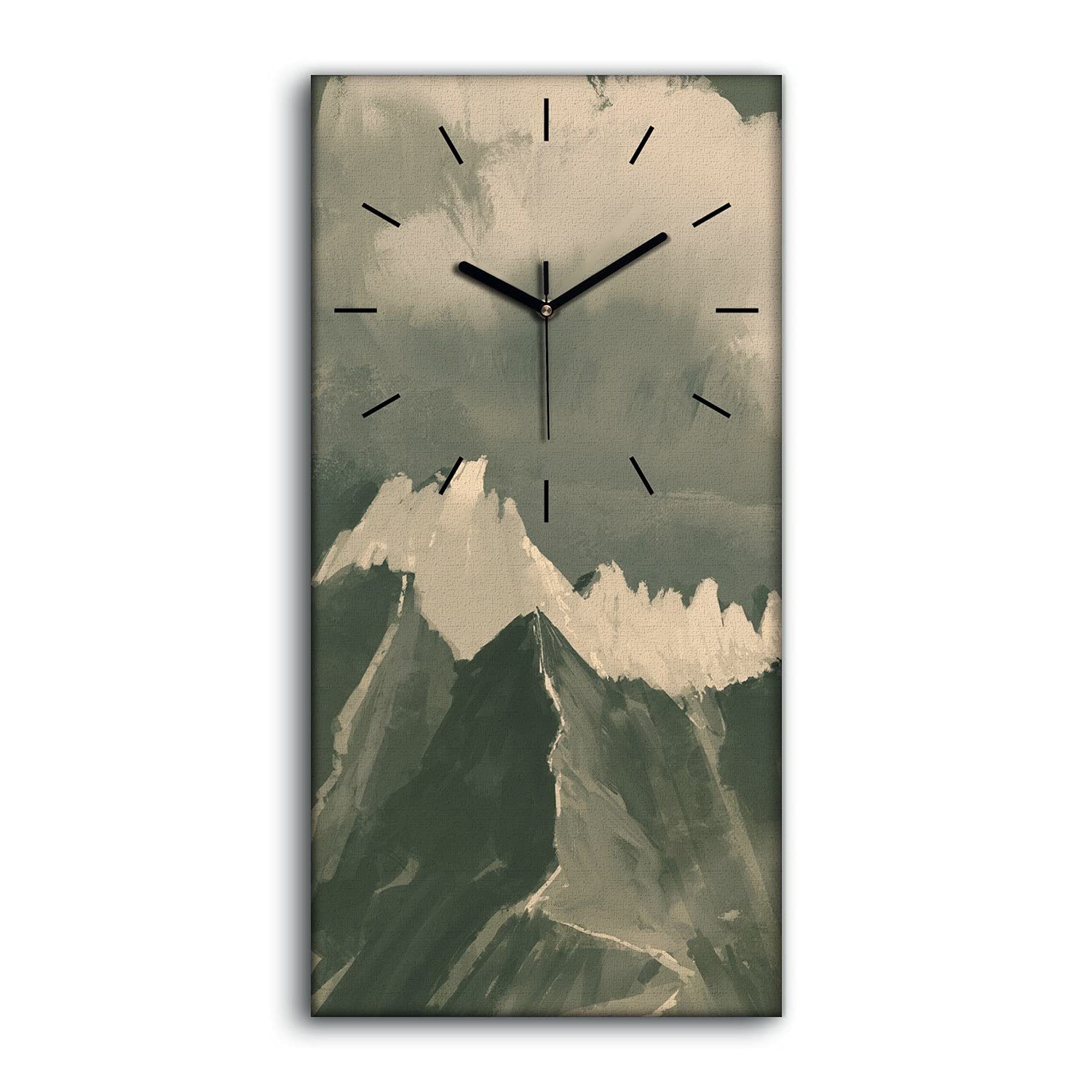 Horloge sur toile 30x60cm biplan sur la montagne avec mécanisme silencieux à aiguilles noires