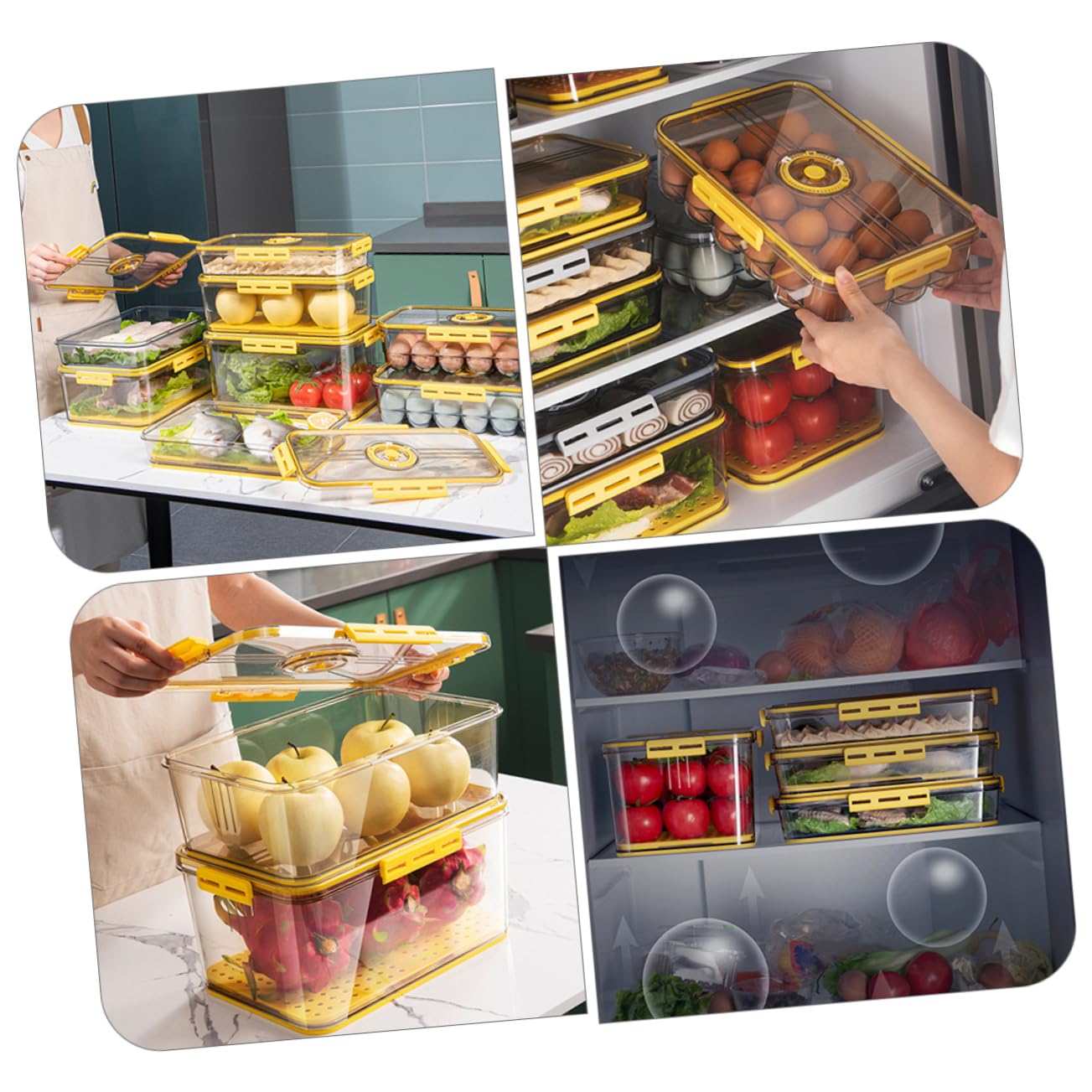 MAGICLULU Gefrierbox Kühlschrankbox mit Deckel Aufbewahrungsboxen für Kühlschrank Obstbox mit Trennwänden zum Abtropfen Stauraumbox für Gefrierschrank