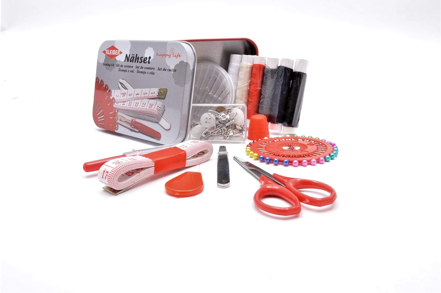 Kleiber 70-Piece Sewing Kit in Tin, Red