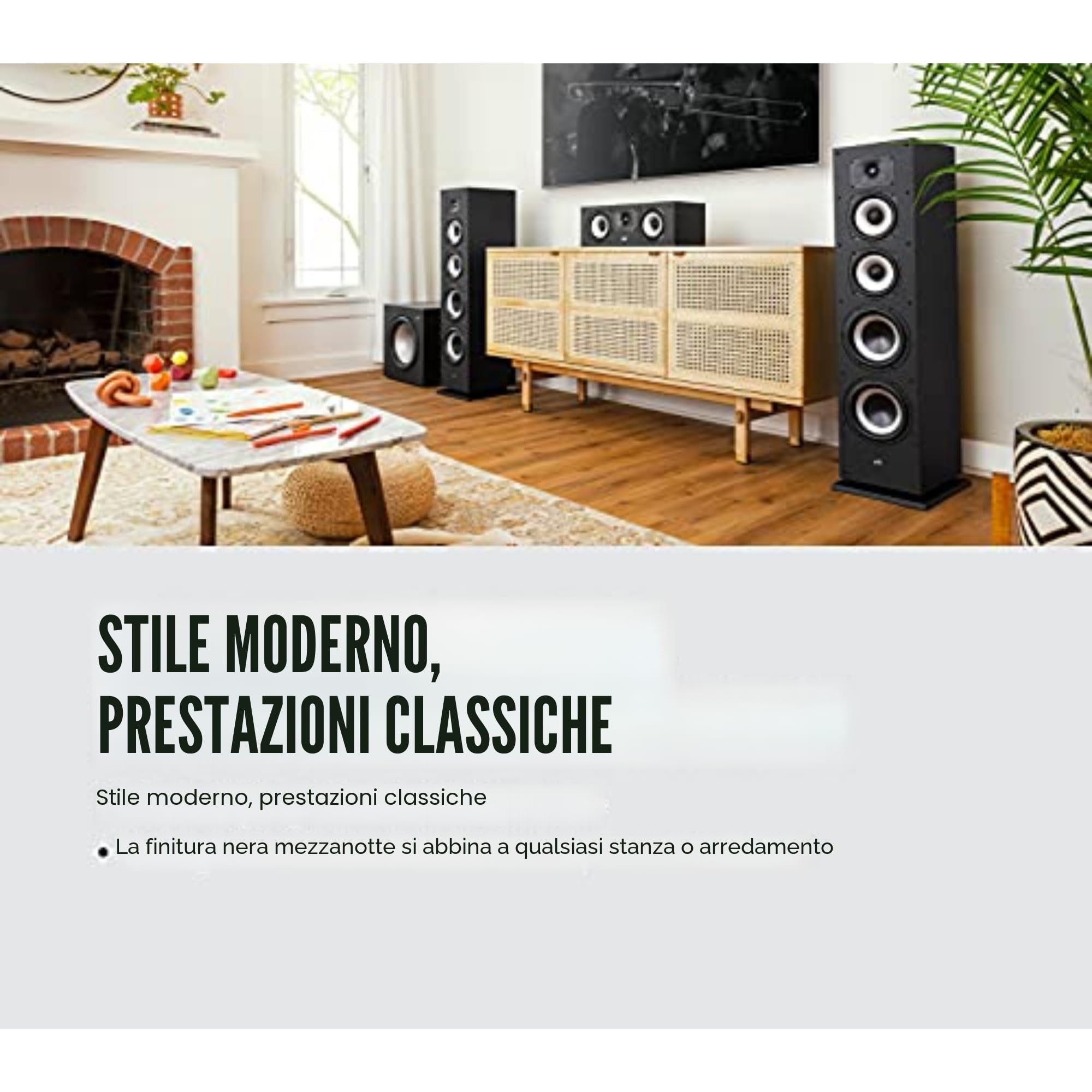Polk Audio MXT70 - Diffusori Hi-fi per Sistema Home Cinema, ad Alta Risoluzione, Colore: Nero, 1 unità