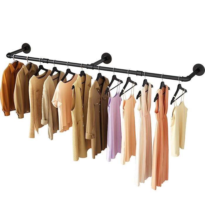 Buy UlSpeed Clothes rack, 72.4in Wall Mounted Industrial Pipe Clothing