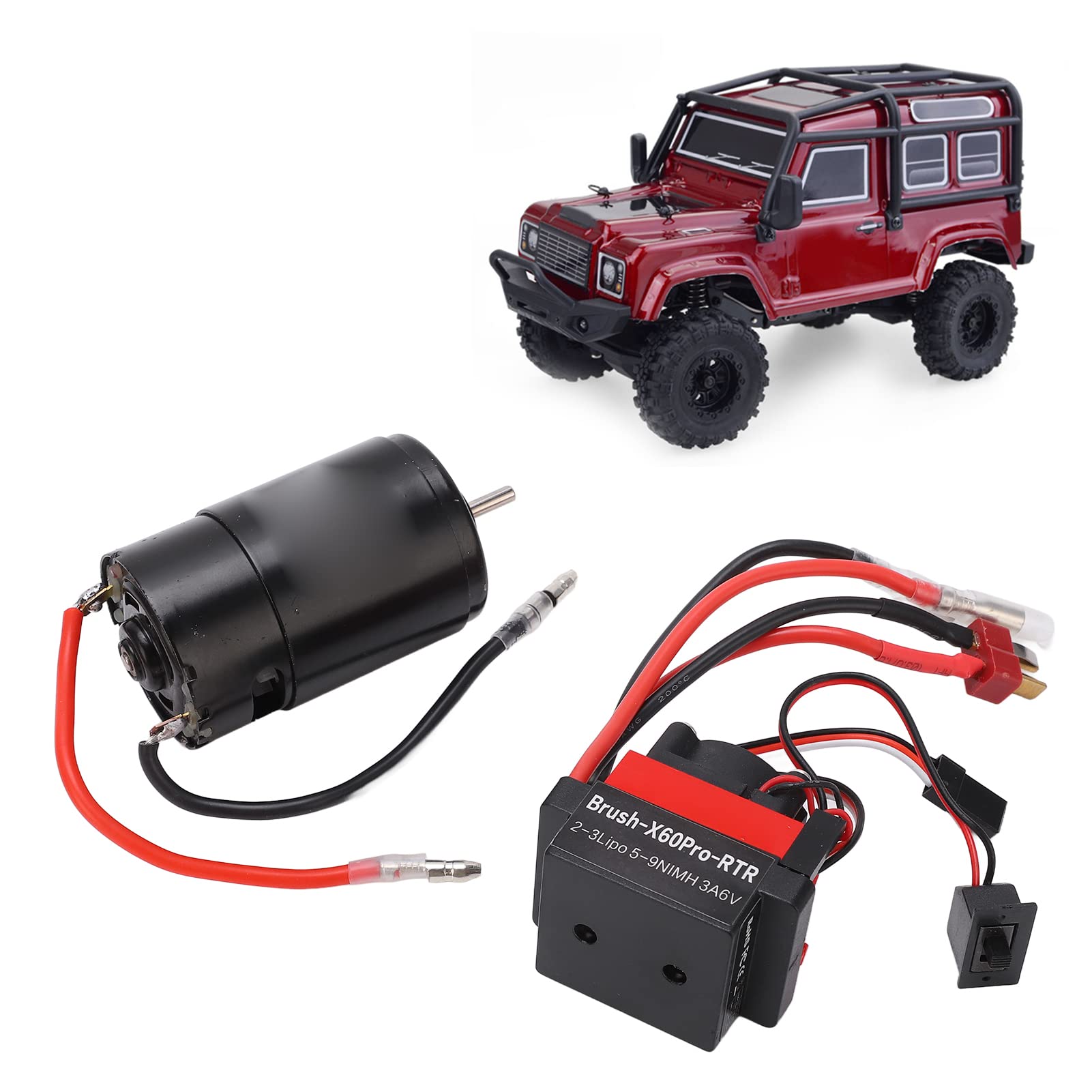 550 21T Motor + 60A Waterproof Brushed ESC Kit – For 1/10 SCX10 RC Car & Truck Upgrades