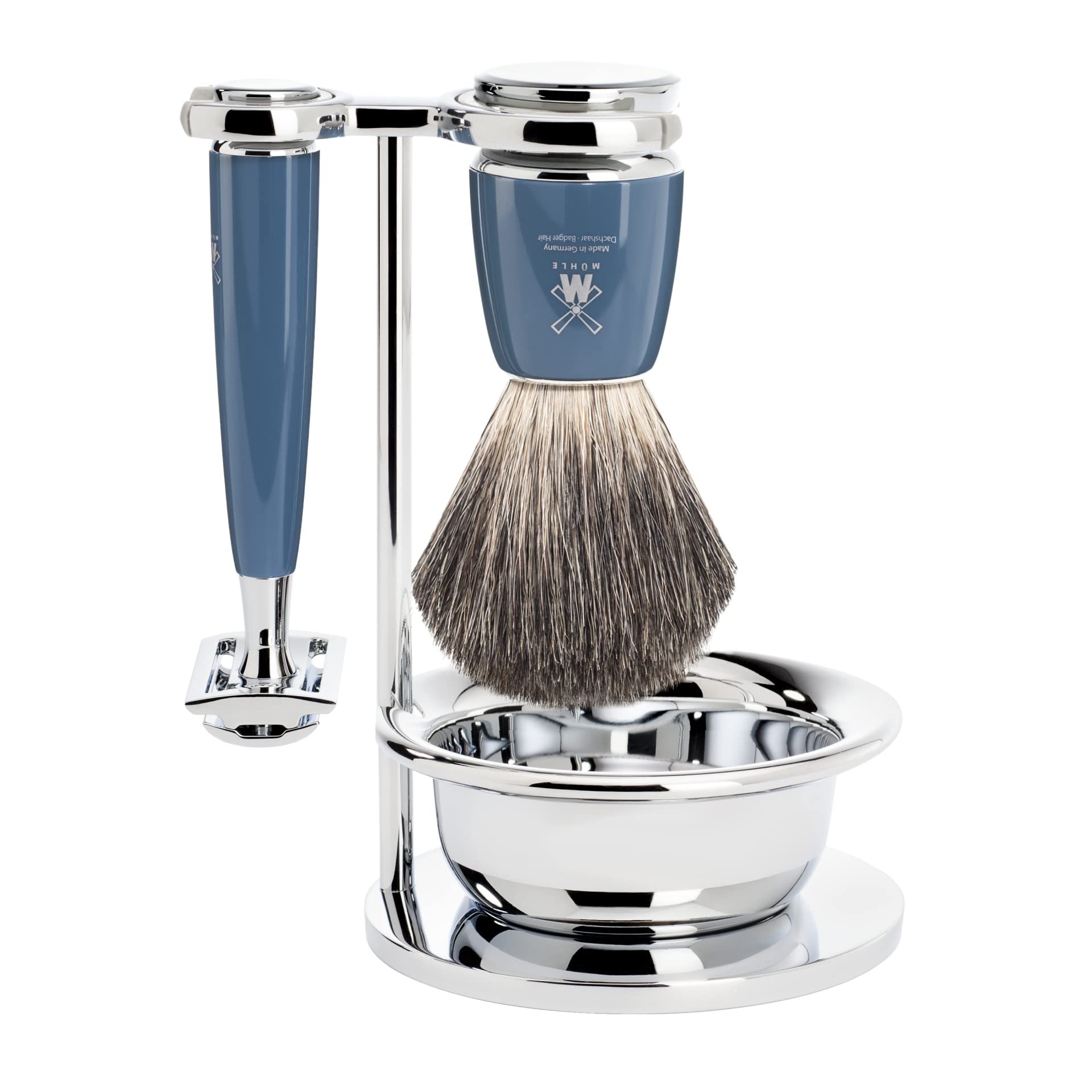 RYTMO 4-piece Pure Badger Double Edge Safety Razor (Closed Comb) Shaving Set For Men - Perfect for Every Day Use, Barbershop Quality Close Smooth Shave