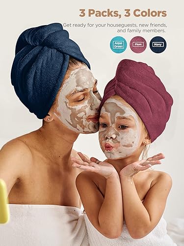 Vista 50 de Hicober Toalla de microfibra para el cabello, turbantes para secar el cabello mojado, toallas antiencrespamiento para cabello rizado para mujeres