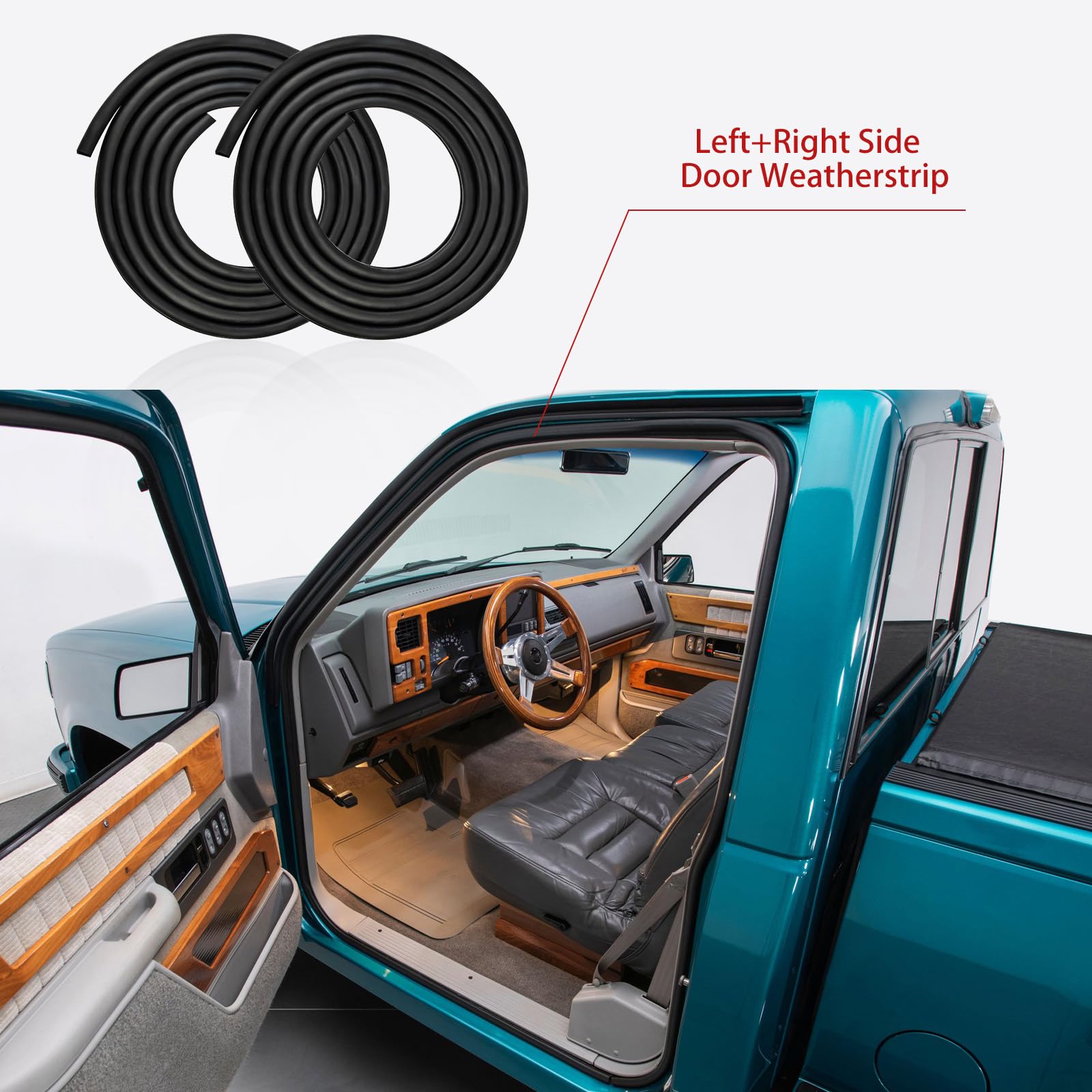 1 para uszczelek do drzwi 1988-2000, kompatybilna z Chevy GMC C1500 C2500 C3500 K1500 K2500 K3500, do Suburban Yukon Blazer Tahoe, gumowa uszczelka wykończeniowa, przednia lewa + prawa strona