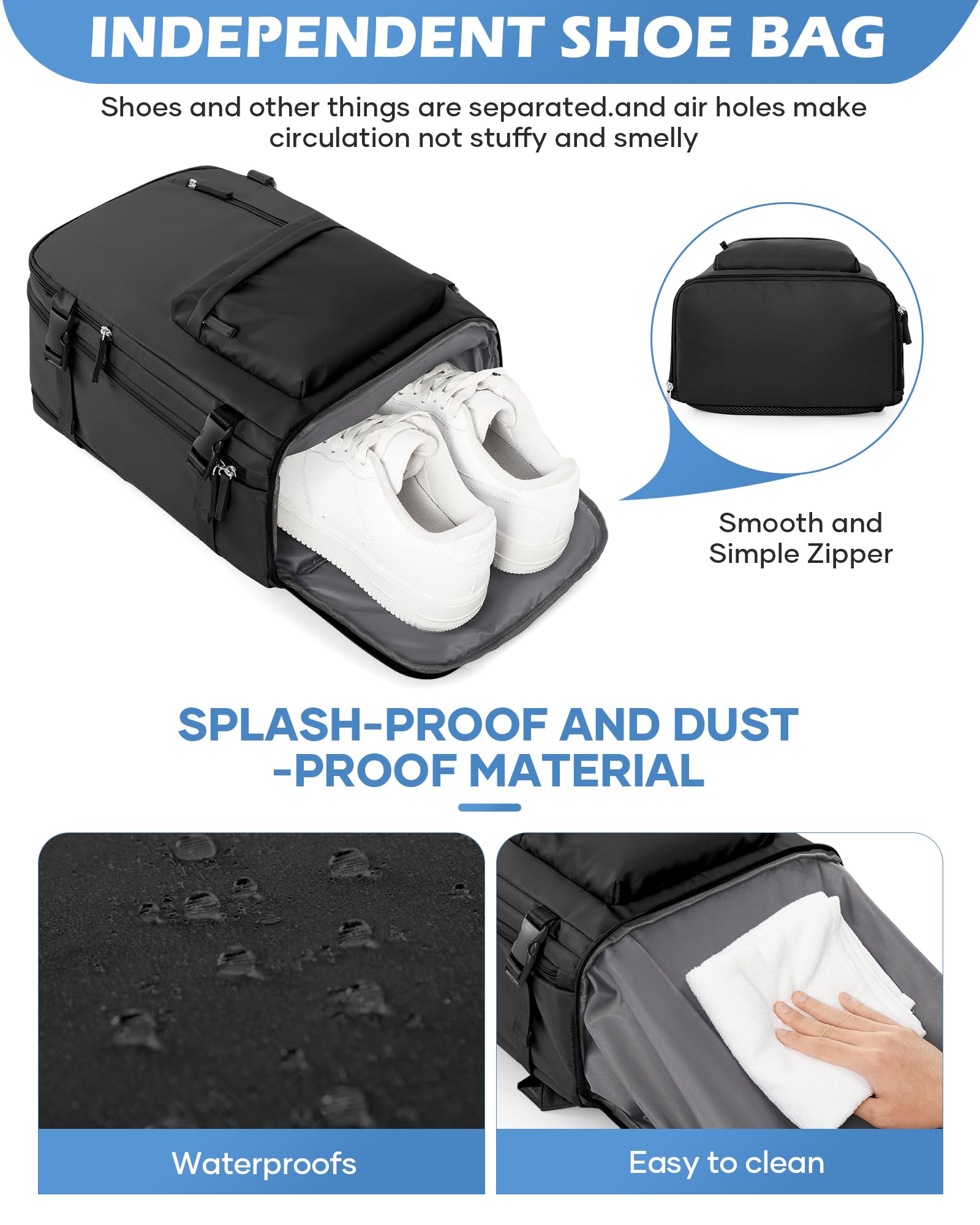BJLFS Borse da Cabina per Ryanair 40×30×20 Zaino da Viaggio con Sottovuoto Bagaglio a Mano 40x20x25 Easyjet 45×36×20,Zaino Wizzair 40x30x20,Zaino Casual per laptop da 14 pollici per scuola