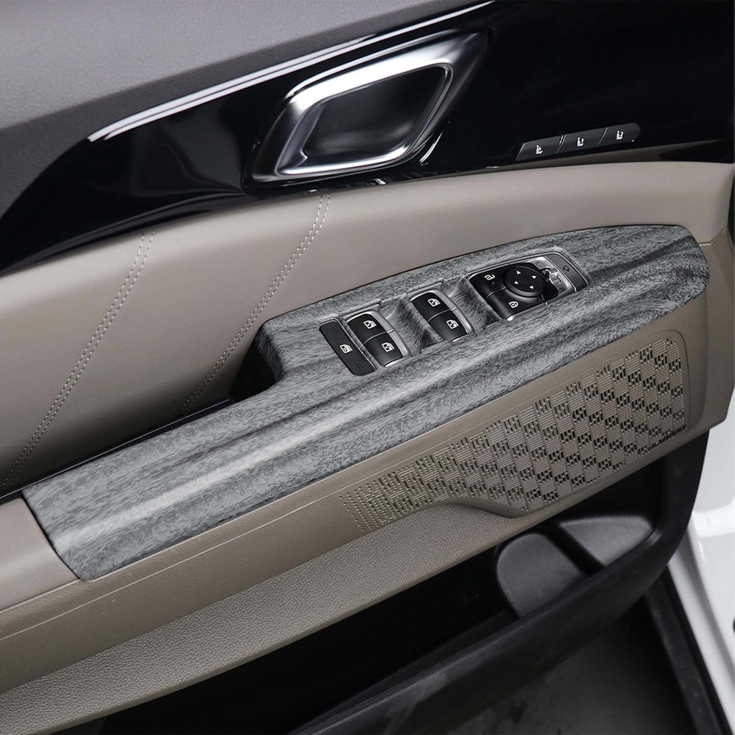 4Pcs Car Interior Window Switch Panel Cover Side Door Glass Lock Control Button Cover Compatible with KIA Carnival 2022-2026 Accessories (Wood Grain)