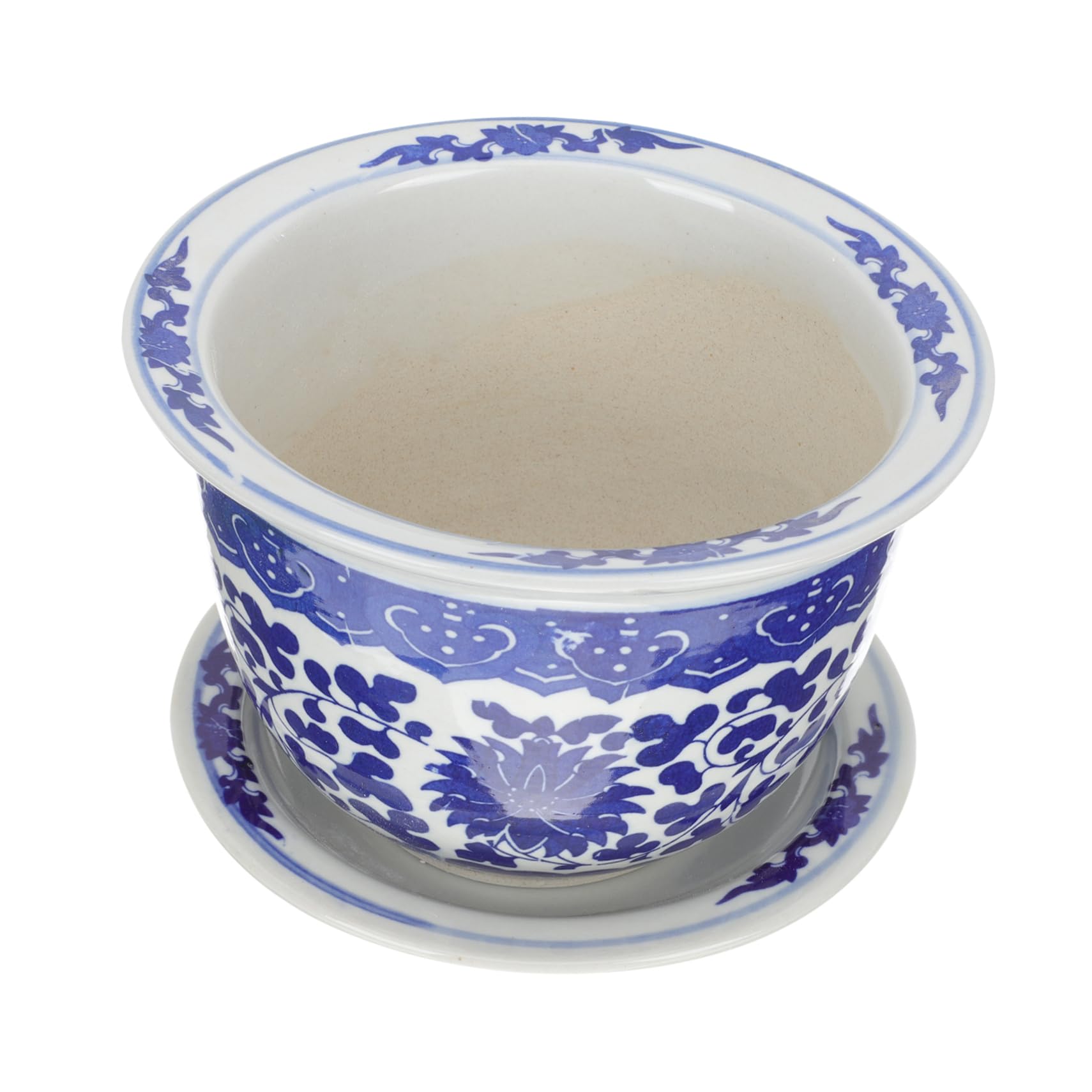 Pot de fleurs bleu en céramique contenant respirant et fonctionnel pour décoration
