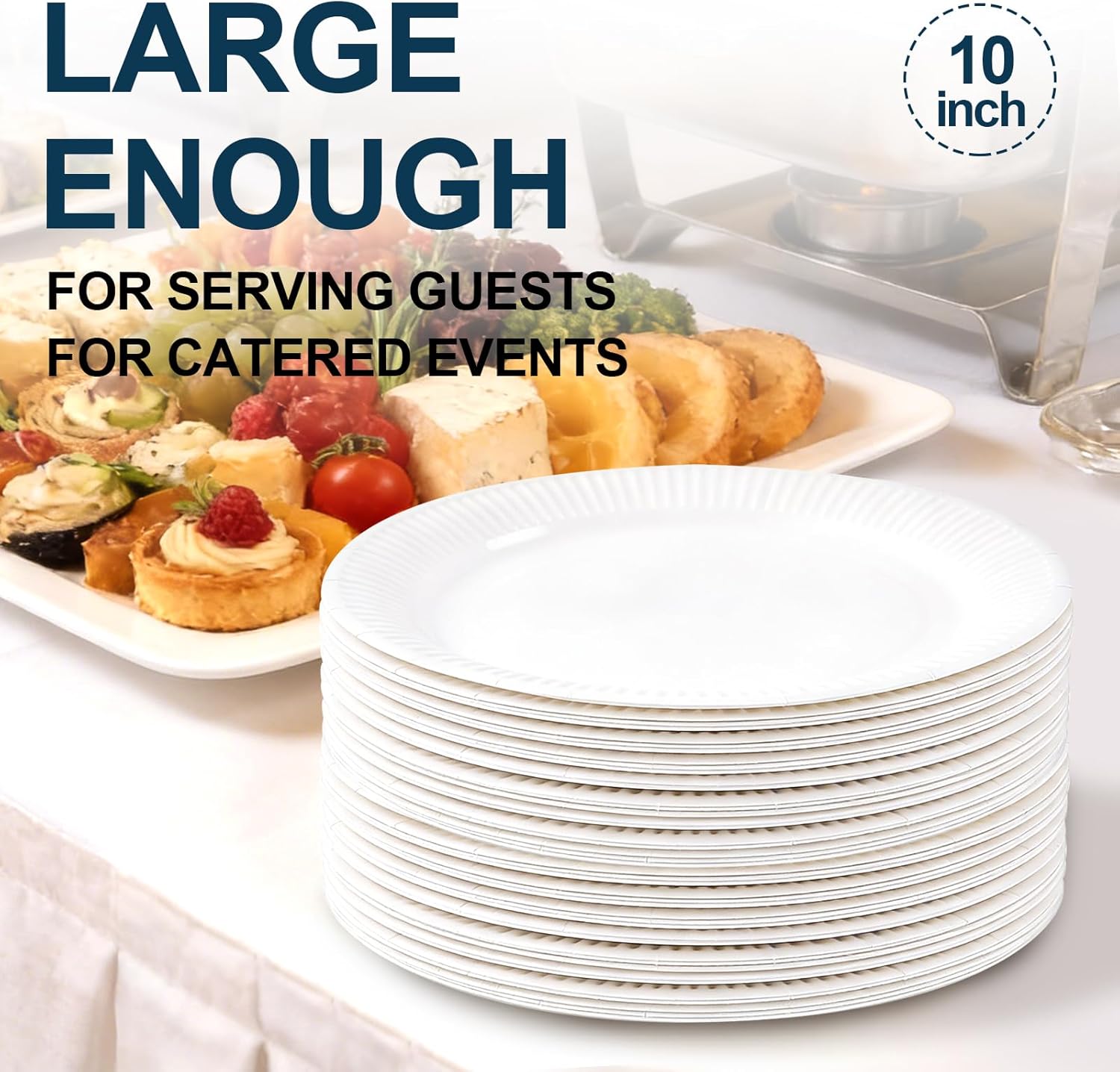 Lamosi Paper Plates 10 Inch, 800 Count Disposable Plates Bulk, Heavy Duty & Food Safe plate for Everyday Breakfast, Lunch, Dinner Meals