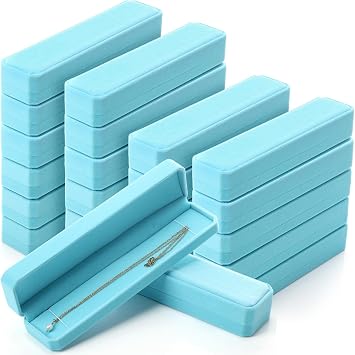 Batiyeer 24 Pack Velvet Jewelry Boxes Bulk Bracelet Boxes Cases,Light Blue