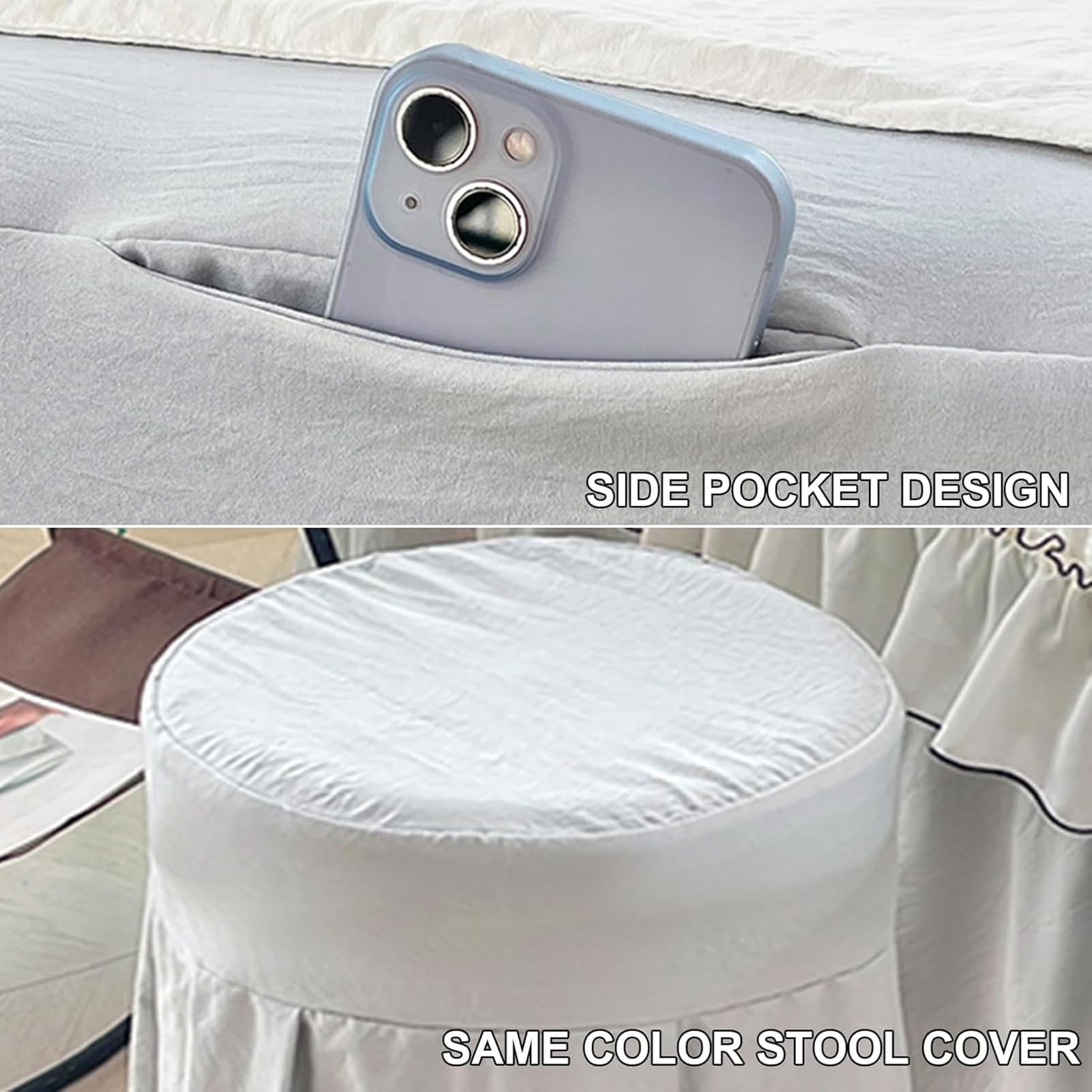 Narzuta i spódnica do salonu, pokrowiec na łóżko do masażu kosmetycznego z otworami, 4-częściowy zestaw pościeli do stołu do masażu spa,White5,70x190cm(28x75inch)