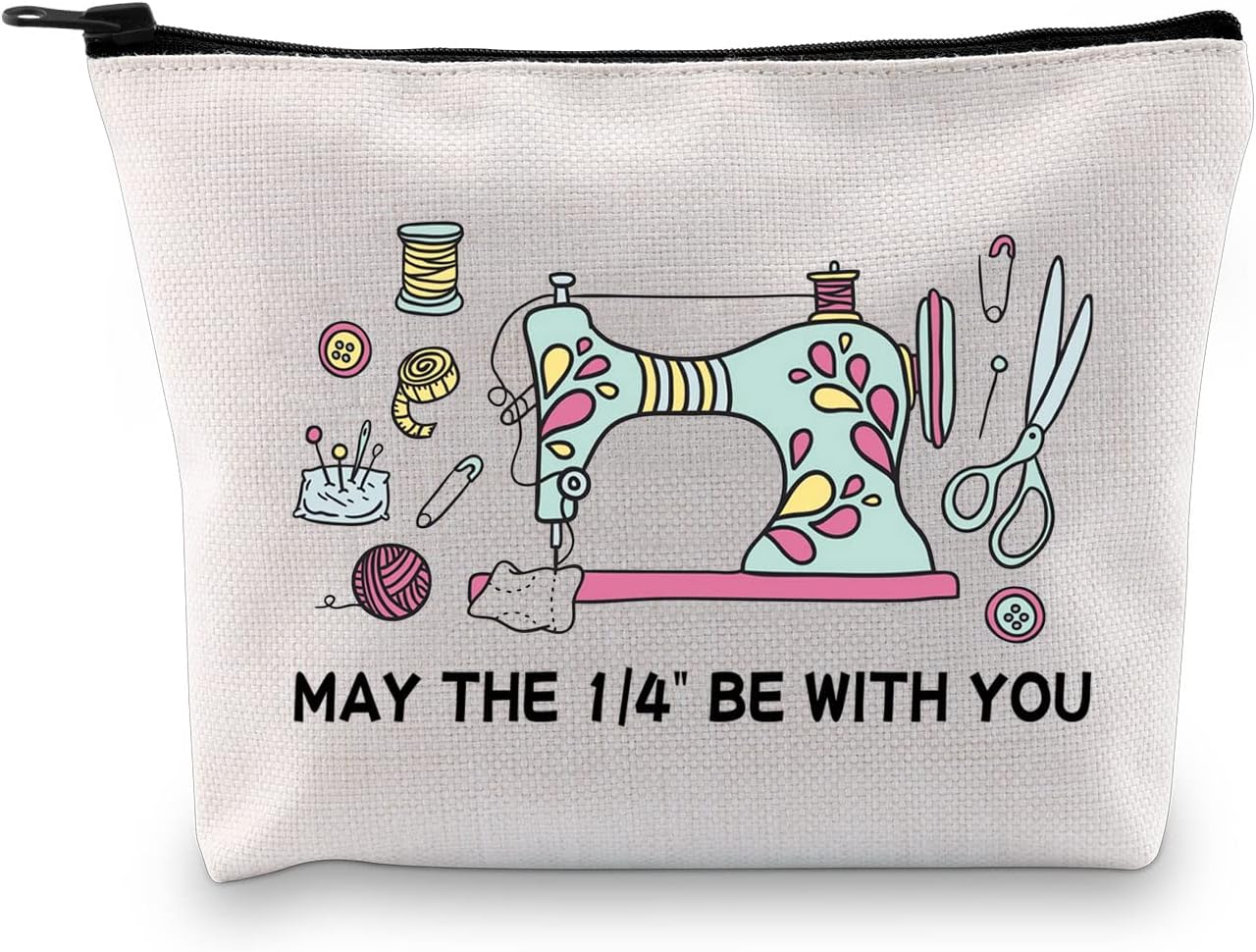 GJTIM Sewing Makeup Bag May The 1/4 Be With You Sewing Machine Quilting Zipper Pouch Sewing Craft Kit, 1/4 Be With You Bag, Medium