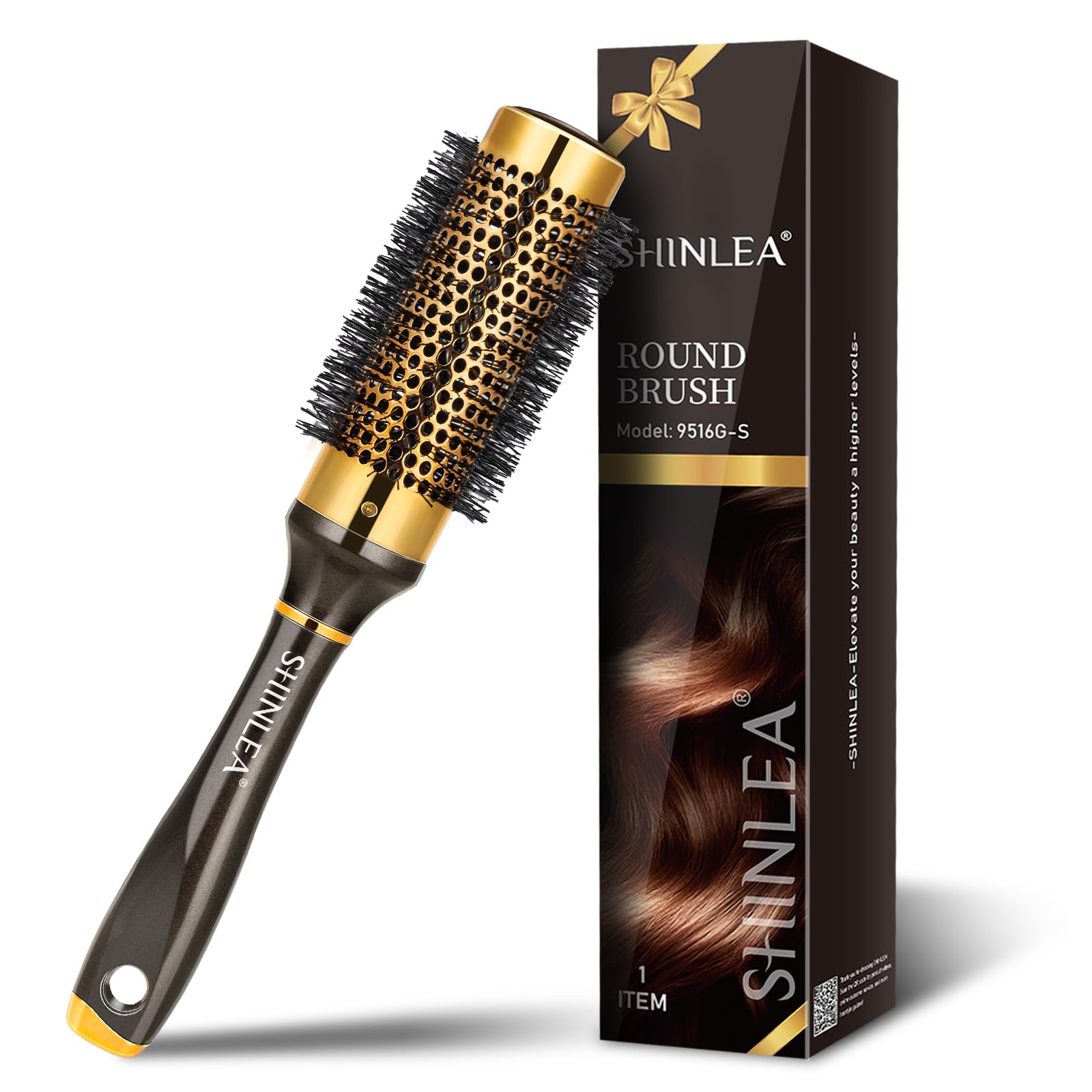 Hair Brush - SHINLEA Round Brush for Blow Drying 33MM Aluminium Curly Hair brush, Small Hairbrushes for Women Curling, Hair Drying, Styling, Straightening and Shine