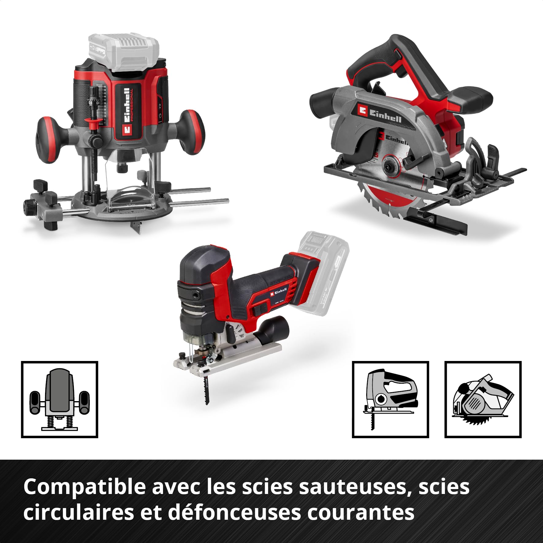Einhell Rail de guidage universel, 2 pièces (capacité max. 2500 mm, force 50 kg, profilé aluminium, surfaces antidérapantes, serrage rapide, pour scies sauteuses et circulaires portatives) | Capacité de serrage max. 2500 mm | force de serrage 50 kg | prof