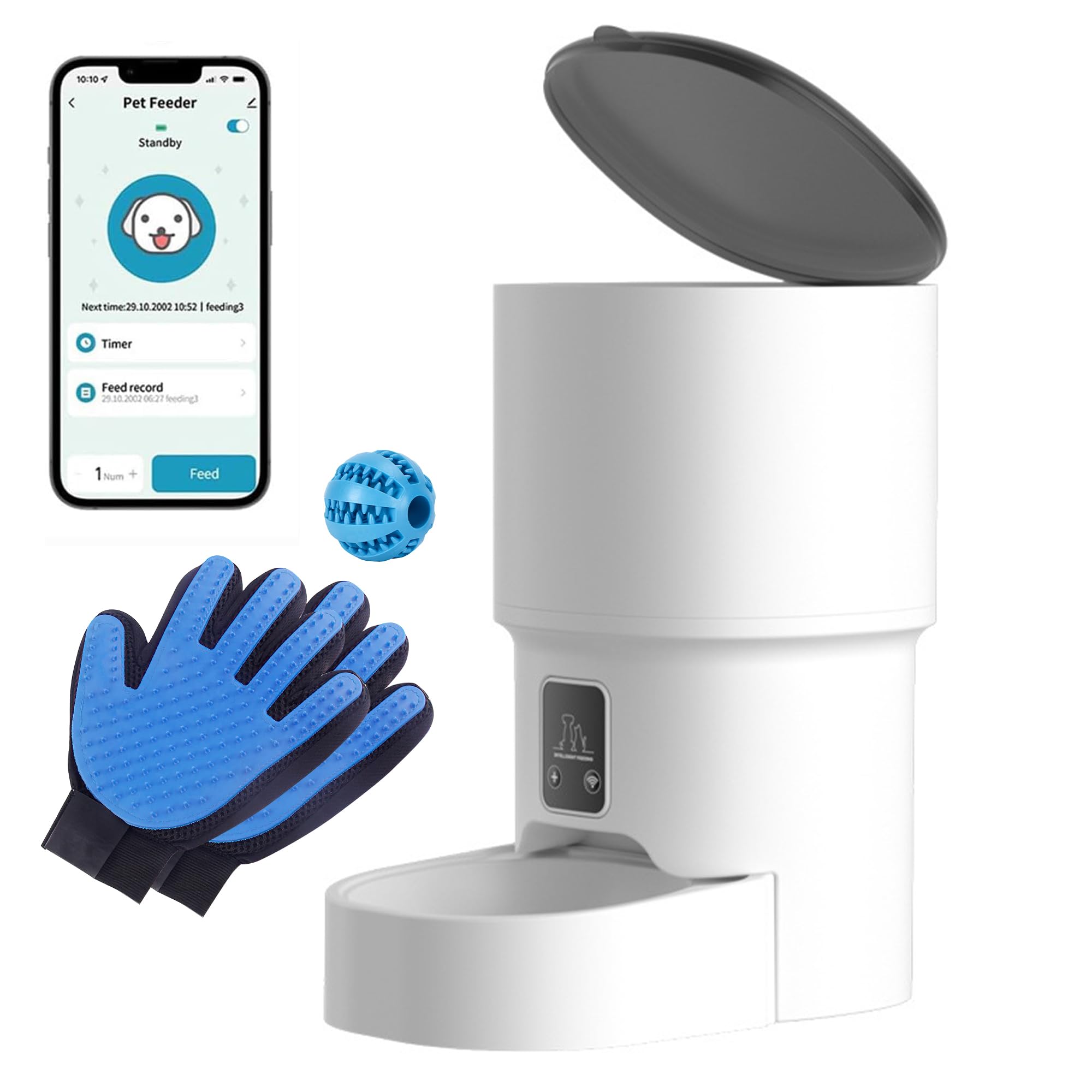 CATCHLUCK CATCHLUCK Comedero automático para gatos de 4 litros con WiFi y control de aplicación, dispensador inteligente de alimentos para mascotas, temporizador programable, alimentación remota para gatos y