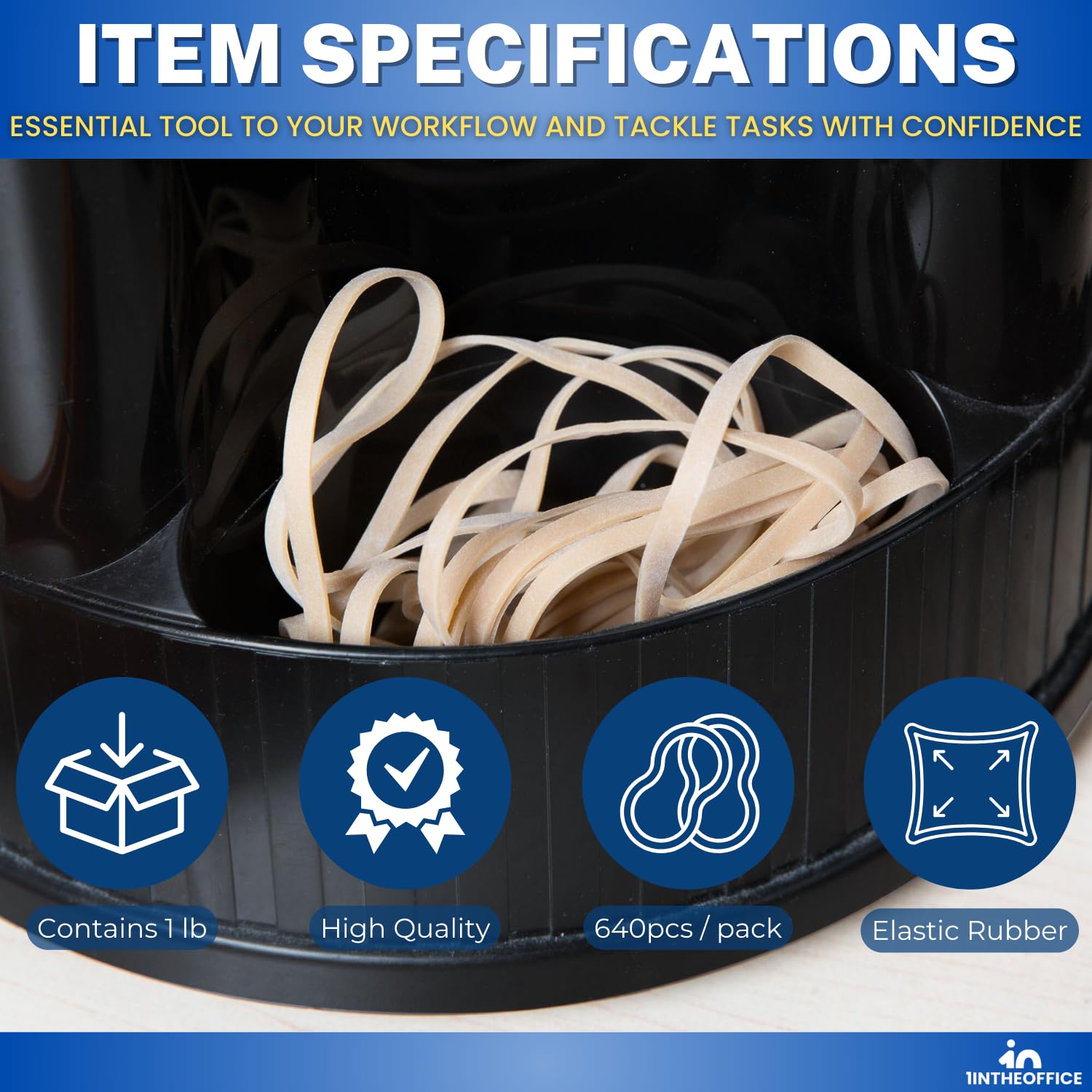 1InTheOffice Elastici #33, 1 libbra, sacchetto, 640 pezzi