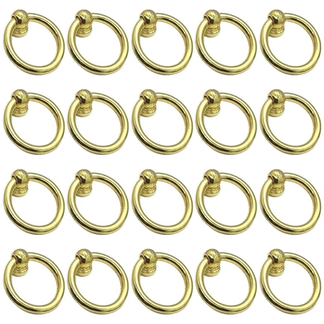 Ydhsikk Gold Drawer Handles, Pack Of 20 Multicolor Multiple Sizes Zinc Alloy Door Ring Pull Handles For Cabinet Drawer Wardrobe(,Style B)