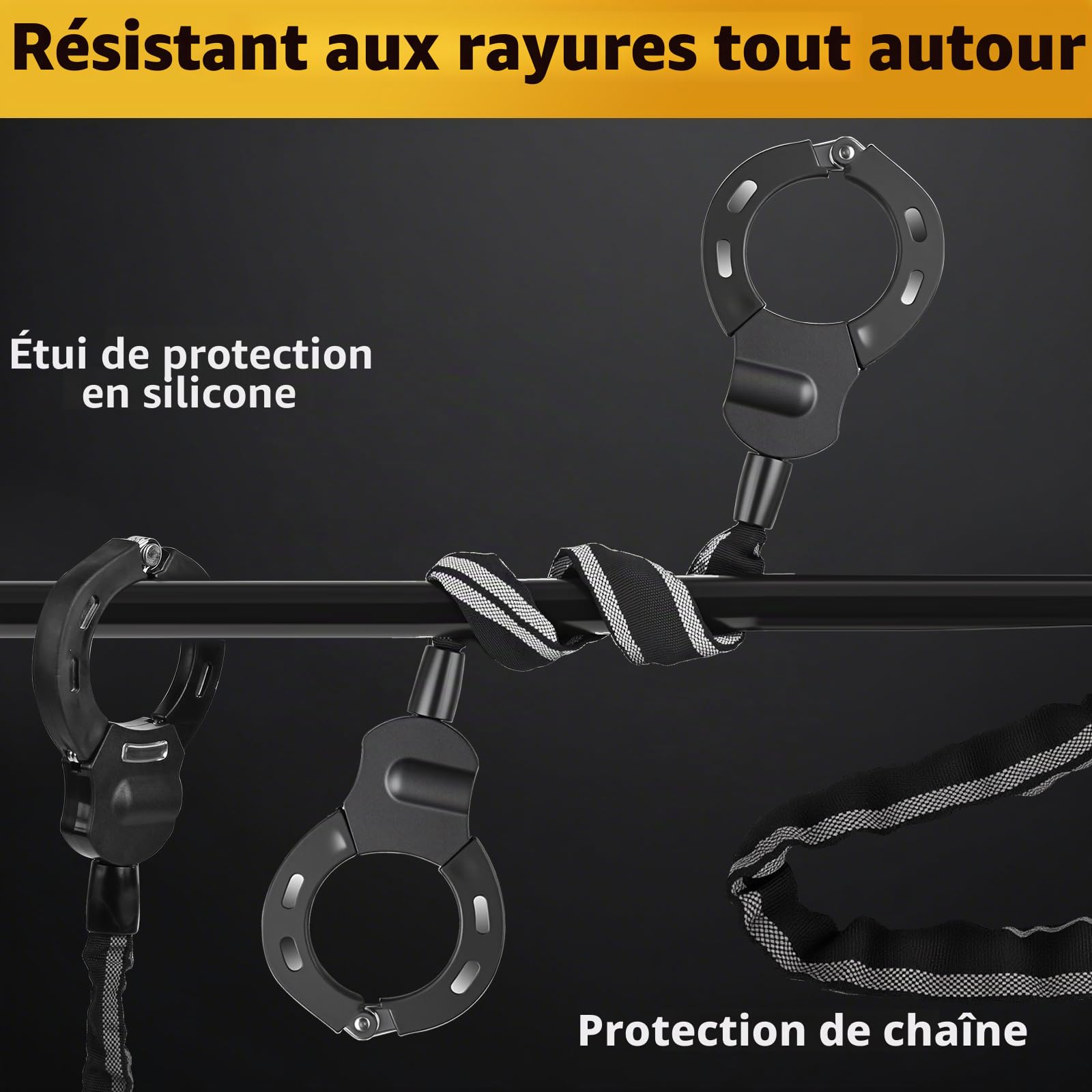 GuKKK Antivol Trotinette Electrique, 92CM Long Cadenas Trotinette Electrique, Cadenas Velo 8mm Ultra Résistant, 1.5KG Portabilité Chaine Velo Antivol, Antivol Menotte pour Scooter, Vélos Électrique