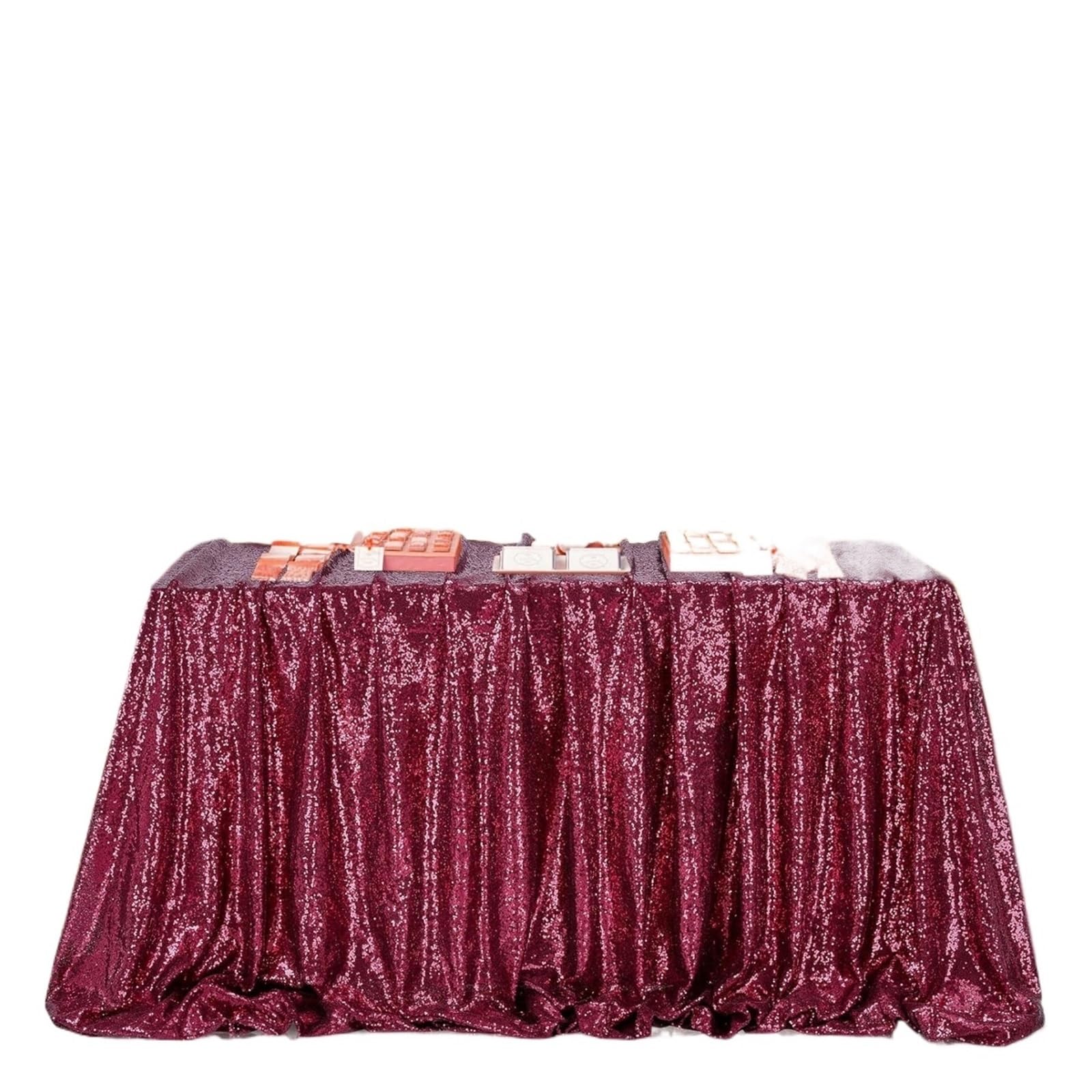 EKalgretrA Sequin Tablecloth Sequin Tablecloth Seamless Table Cover Overlay Birthday Party Supplies Shimmer for Bridal Shower Decoration(Burgundy,130x360cm)