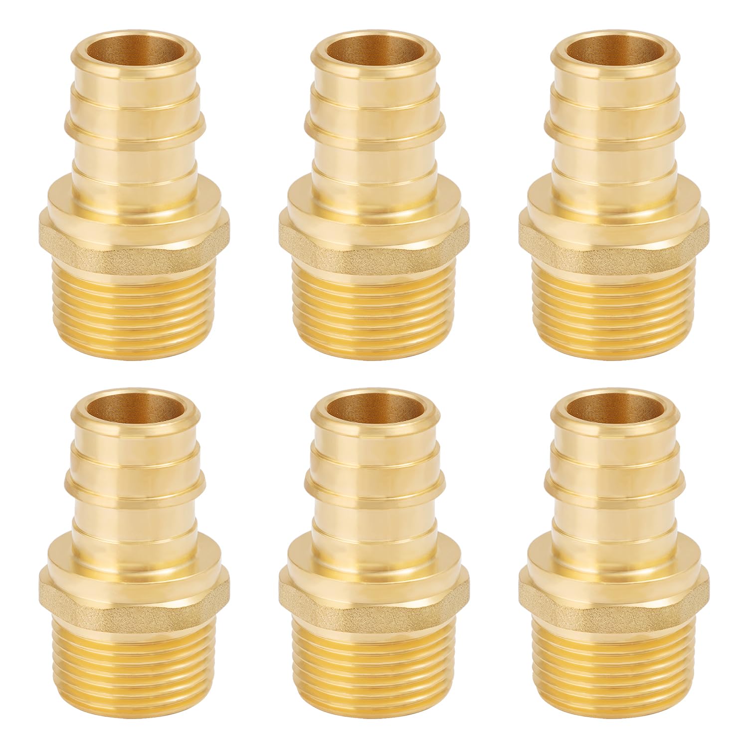 SUNGATOR 6 Pack Pex A Expansion 3/4" x 3/4" Male NPT Adapter Brass Fitting, No Lead Brass, ASTM F1960 ONLY For Pex-A Tubing