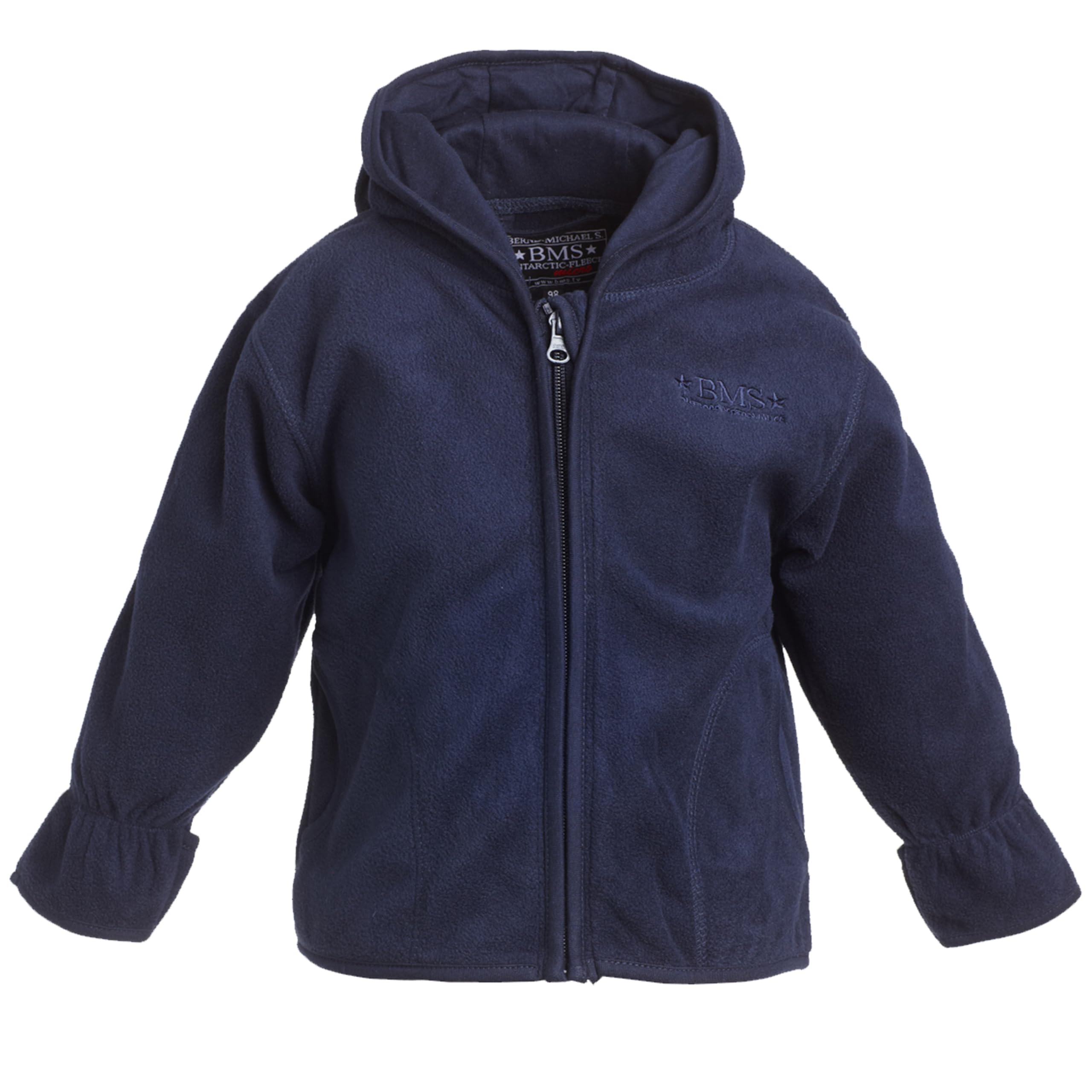 BMS® Fleecejacke für Babys und Kleinkinder, atmungsaktiv und kuschelig warm, wärmeisolierend, 2 Außentaschen, gefütterte Kapuze, Klappbündchen,60 Grad waschbar, Oeko-Tex, Mädchen, Jungen