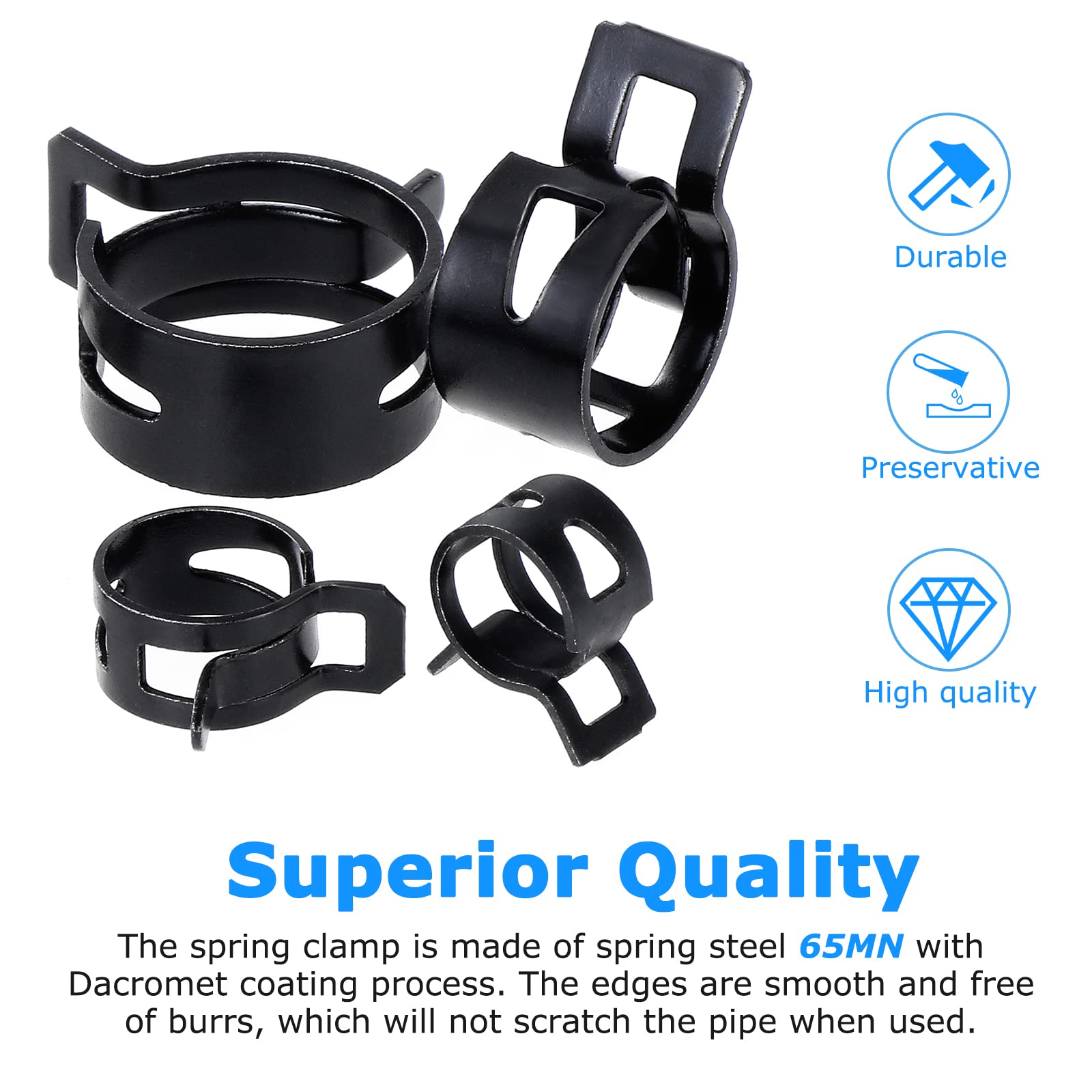 300 fascette stringitubo per tubo del carburante, 10 misure, in silicone, per tubo dell'aria e dell'acqua, con pinze per fascette da 5-18 mm