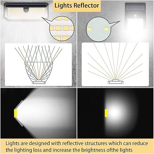 Miniatura 7 de Luces solares para exteriores, 4000 lúmenes, 380 LED, luces solares de movimiento al aire libre, impermeables, 3 modos de luz de seguridad gran