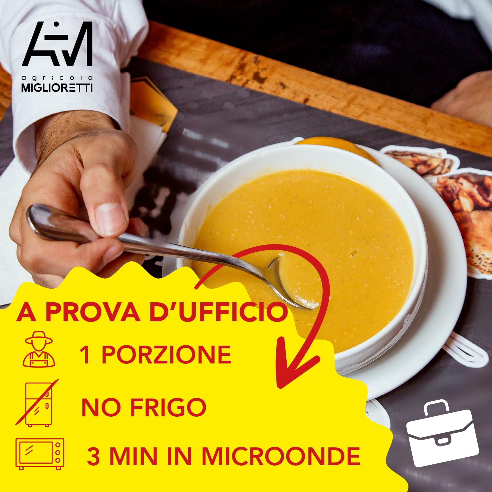 Agricola Miglioretti Zuppa Biologica di Ceci e Cavolo Nero Pronta in 3 Minuti - Vegana, Senza Glutine e Senza Conservanti per un Pasto Sano e Delizioso - 6 porzioni