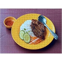 Wooden Puzzles Broken Rice Saigon Style Vietnamese Food Jigsaw Puzzles for Adults 300 Pieces Impossible Puzzle Challenging Puzzle Educational Game Decompression Game
