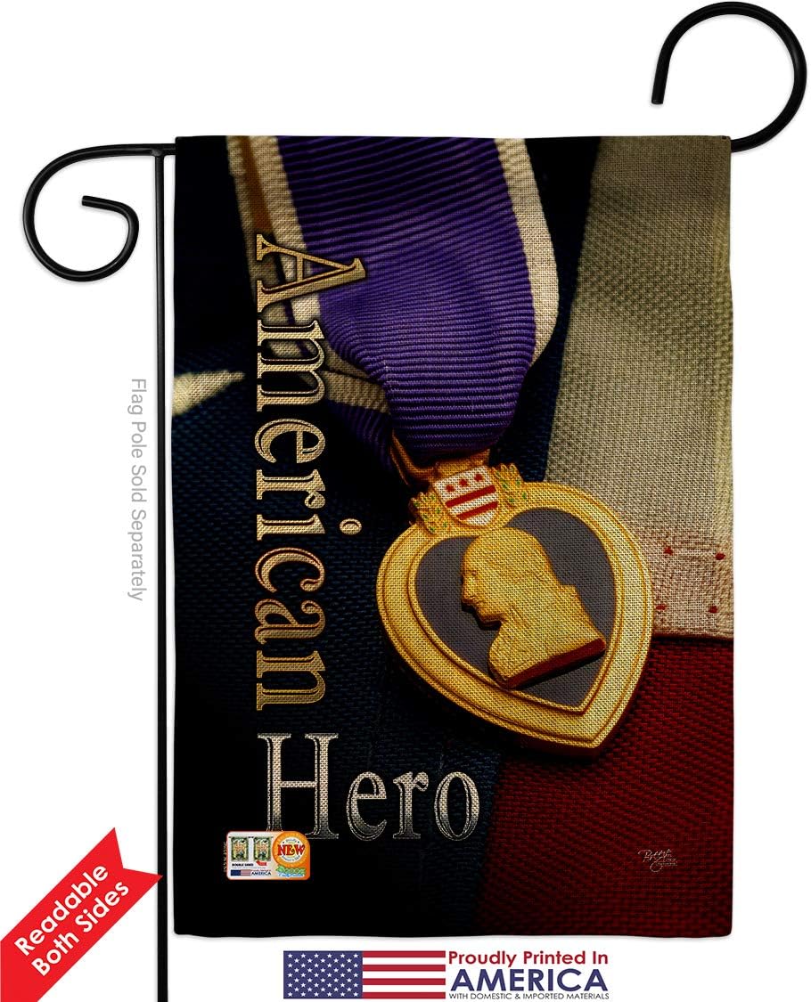 Service Purple Heart Hero Burlap Garden Flag Armed Forces All Branches Support Honor United State American Military Veteran Official Small Gift Yard House Banner Double-Sided Made In USA 13 X 18.5