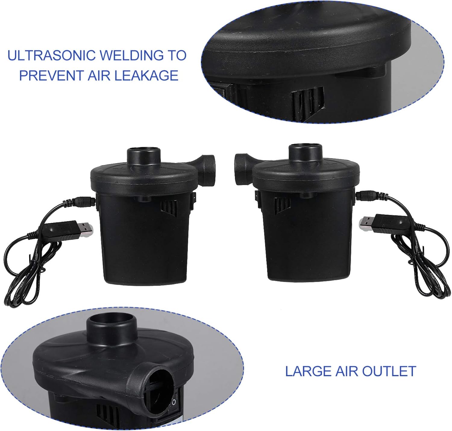 Battery Air Pump for Inflatables Electric Pump Quick-Fill Rechargeable Compact Portable for Beach Pool