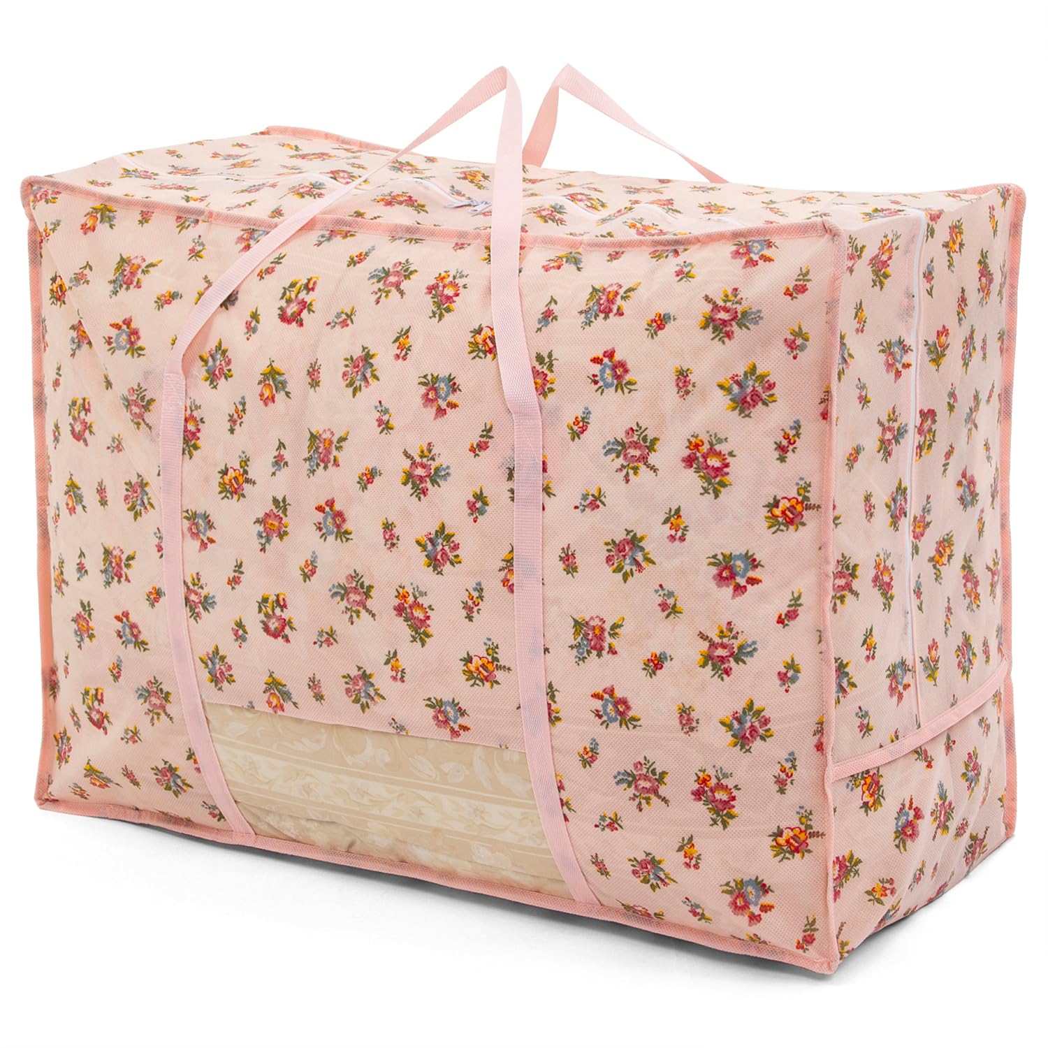 Amazon｜アストロ 羽毛布団 収納袋 薄ピンク 花柄 小花柄 シングル