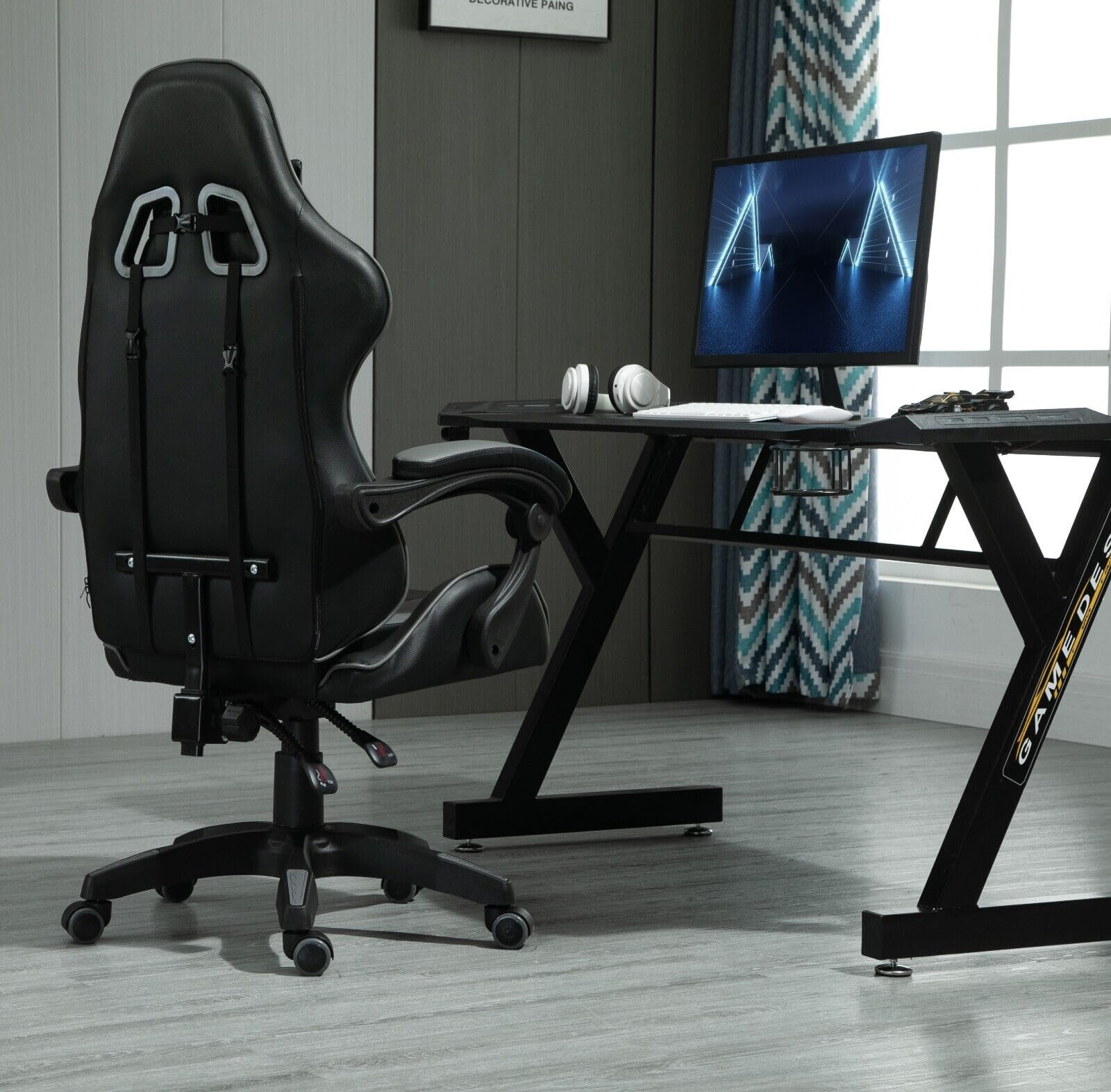 mcc direct Bürostuhl Ergonomisch, Schreibtischstuhl, Drehstuhl, Gaming Sessel, Gamingstuhl (Grau)