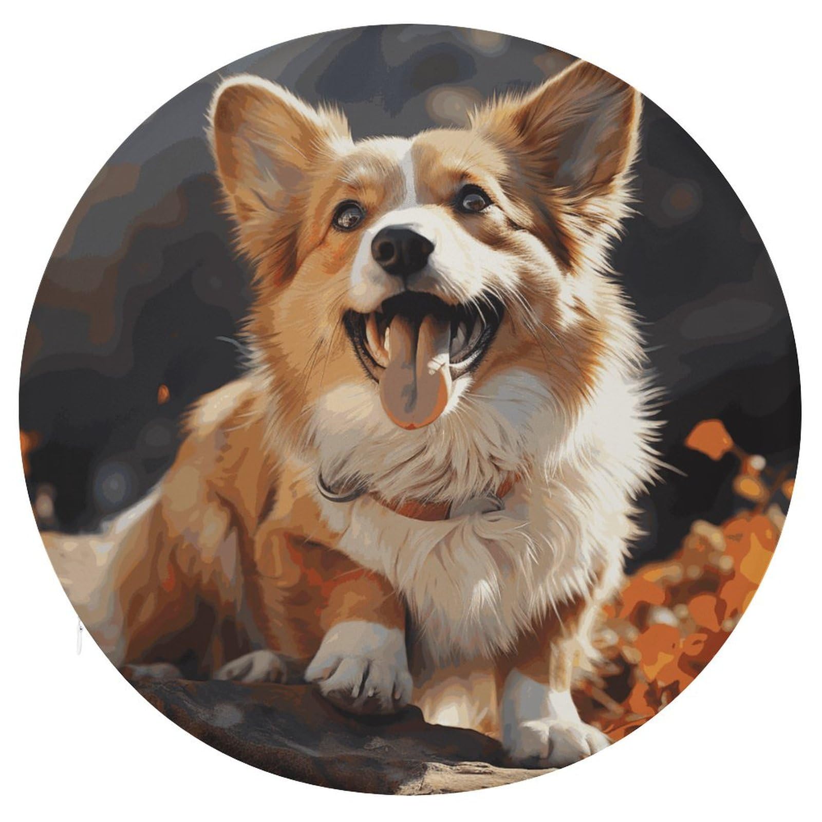 Housse de chaise ronde corgi lavable et amovible pour cuisine