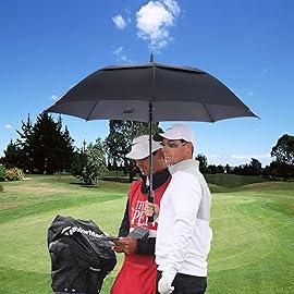 MRTLLOA Extra Large Black Golf Umbrella, 54/62/68/72 Inch Automatic Open, Oversize Double Canopy Vented Windproof Waterproof Sports Umbrellas for Rain(72 Inch Black)