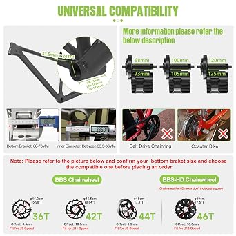 Bafang BBS02B BBS-HD 500W 750W 1000W Mid Drive Ebike Conversion Kit 48V 52V