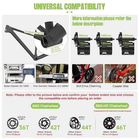 Bafang BBS02B BBS-HD 500W 750W 1000W Mid Drive Ebike Conversion Kit 48V 52V