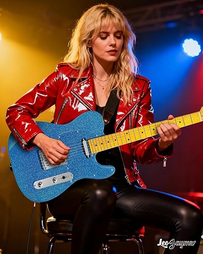 Miniatura 6 de Leo Jaymz Guitarra eléctrica en color brillante, cuerpo de caoba de alto brillo y cuello de arce duro, golpeador acrílico transparente de alta