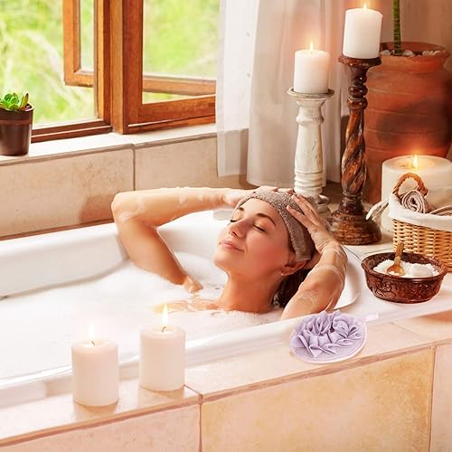 Miniatura 6 de Boao Puf de malla de esponja, 6 unidades, para baño, esponja, bola de ducha, esponja corporal exfoliante, guante con bola de baño de flores (beige,