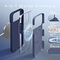 Vista 1045 de GONEZ Funda de silicona para iPhone 15 Pro Max, compatible con Magsafe, protector de cámara + protector de pantalla, forro de microfibra suave Negro