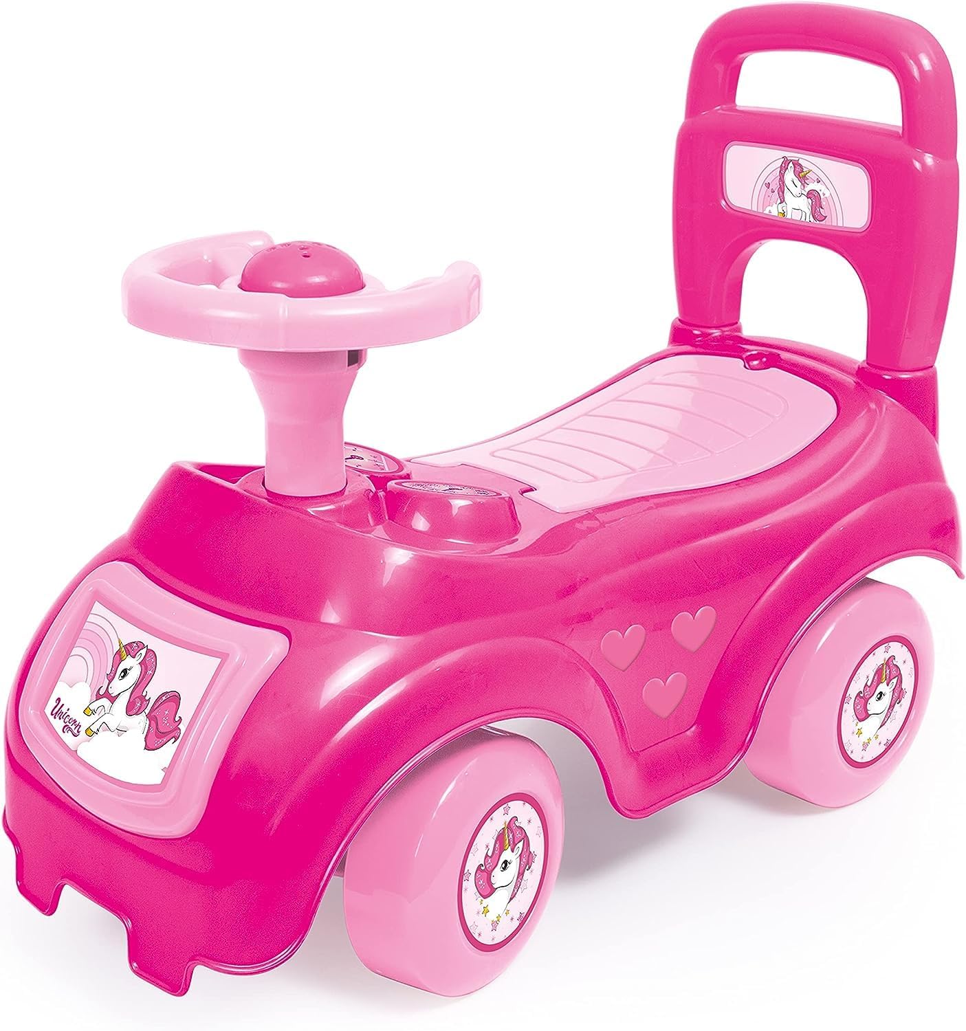 DOLU : Walk & Drive Ride-On - Pink Unicorn - Kids Foot-to-Floor Ride-On Vehicle with Horn, Sound Effects, Toddlers & Children Ages 12mo+