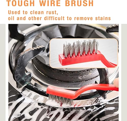 Miniatura 4 de Juego de cepillos de limpieza para estufas de cocina, de nailon, cerdas duras, juego de cepillos de limpieza de grietas para campana extractora,