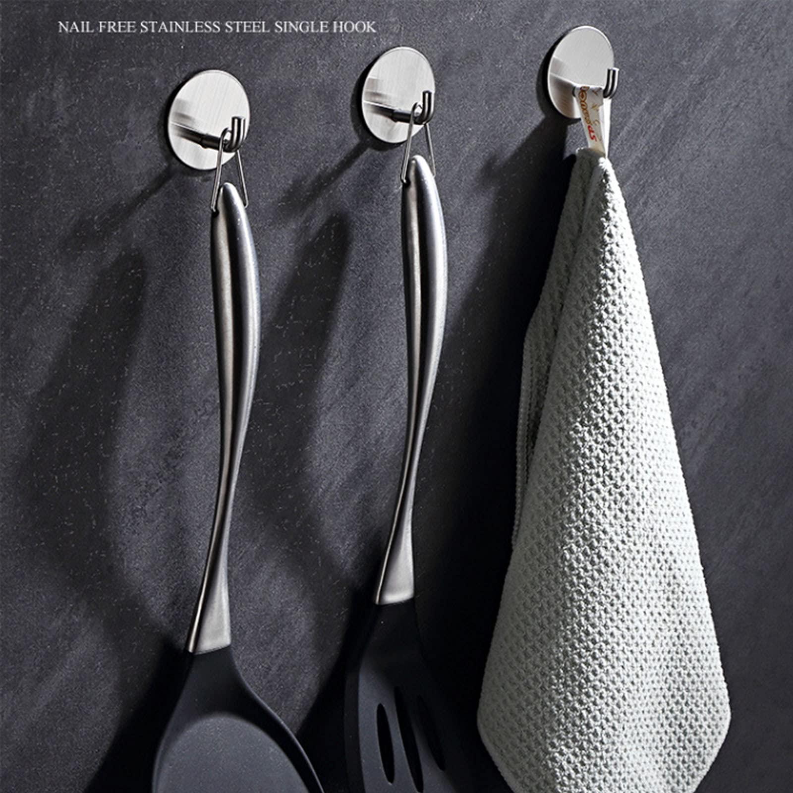 Livabber Porte-serviettes Autocollant En Acier Inoxydable 304 Pour Salle De Bain Et Cuisine - Anneau Porte-serviette Sans Perçage - 22,9 Cm (noir