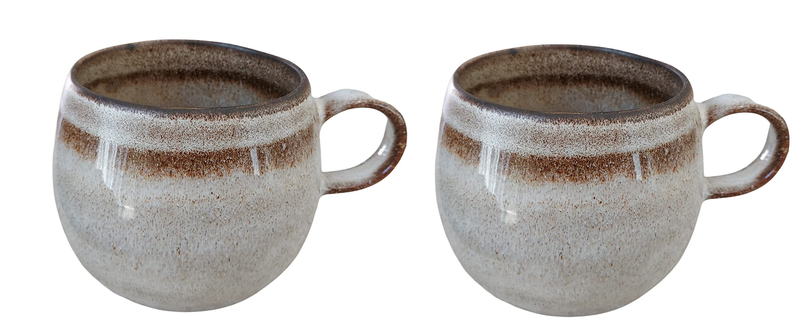 PintoCer - 2 x Cups with Handle, Stoneware Ceramic, Ideal for Coffee, Milk, Tea and Chocolate, Dishwasher and Microwave Safe